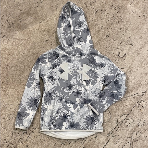 Under Armour Kids Floral Hoodie - Gray and White - Picture 1 of 10